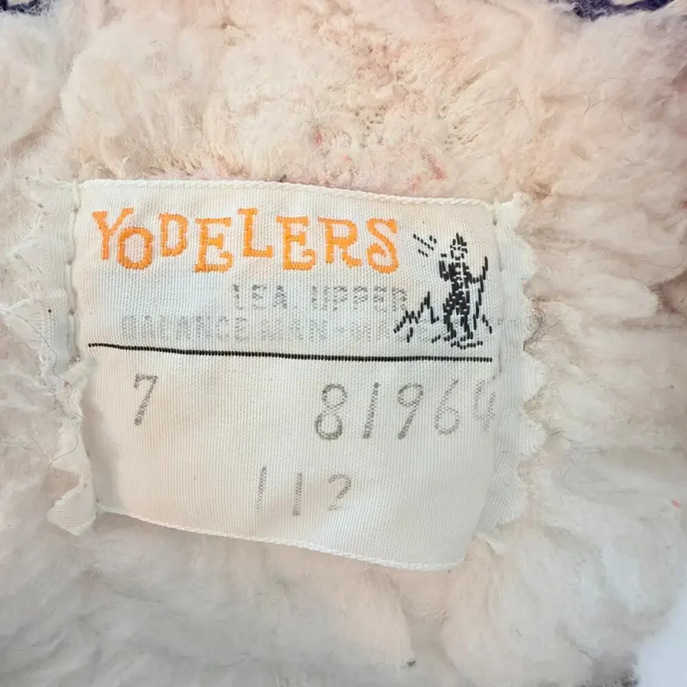 Yodelers Shearling Boots 7B Blue Suede Lace Up Made in USA Vintage Cozy
